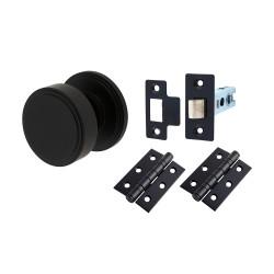 Hampstead Matt Black Mortice Door Knobs Pack - 62mm Rose Diameter - Riley Range