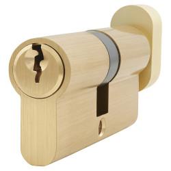 Altro 6 Pin 70mm Euro Thumbturn Cylinder - 35mm Turn + 35mm - Satin Brass - Keyed To Differ