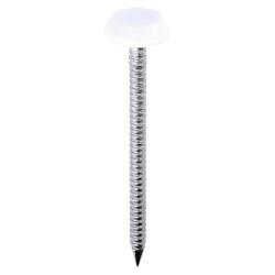TIMCO Polymer Headed Nails - 50mm Length - White - Pack of 100
