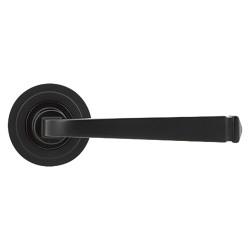 From The Anvil Aged Bronze Door Handles on Round Art Deco Rose - Avon Range
