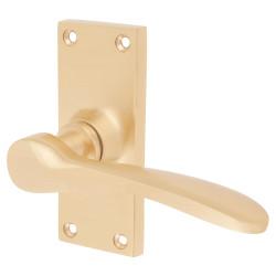 Hampstead Satin Brass Latch Door - Short Plate - Buckingham Range - 100 x 41mm