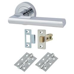 Touchpoint Polished Chrome Latch Door Handles on Rose Pack - Sophia Range