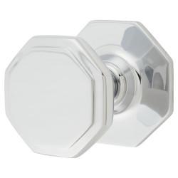 Altro Polished Chrome Octagonal Centre Door Knob - 79mm Rose Diameter
