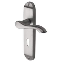 M Marcus Satin Chrome Scroll Keyhole Lock Door Handles - Aurora Range - 183 x 42mm