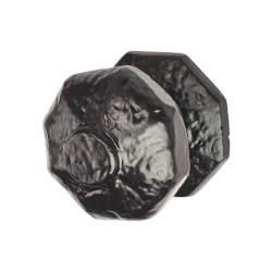 Olde Forge Metalized Antique Black Iron Octagonal Centre Door Knob - 62mm Rose Diameter
