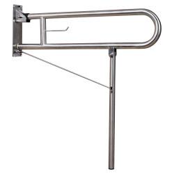 Metlex Callisto Hinged Support Grab Rail With Leg - 850 x 300mm - Brushed Stainless Steel