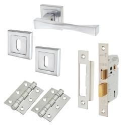 Altro Satin Chrome 3 Lever Sashlock Door Handles on Square Rose Pack - Spirit Range