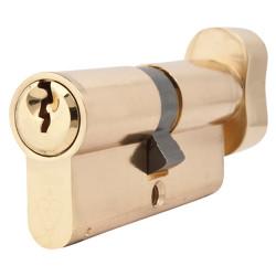 Yale 1 Star 6 Pin Kitemarked 70mm Euro Thumbturn Cylinder - 35mm Turn + 35mm - Polished Brass