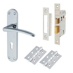 Touchpoint Polished Chrome 3 Lever Sashlock Door Handles Pack - Salerno Range