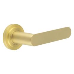 Burlington by Frelan Satin Brass Fire Rated Door Handles on Round Stepped Rose - Kensington Range