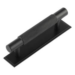 Hoxton by Frelan Taplow 18mm Knurled T-Bar Cabinet Pull Handle on Stepped Backplate - 96mm c/c - Black