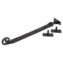 Olde Forge Curly Tail Casement Window Stay - 10"/250mm Length - Smooth Black