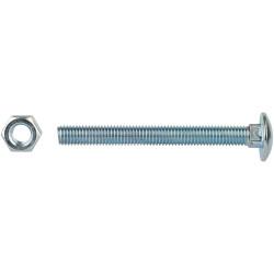 Carriage / Coach Bolt with Nut - M8 x 50mm - Zinc Plated - Pack of 10