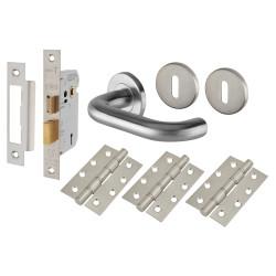 Touchpoint Satin Stainless Steel 19mm Return to Door 3 Lever Sashlock Door Handles on Rose Pack