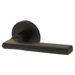 Touchpoint Matt Black Door Handles on Round Rose - Lexi Range
