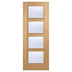 LPD Vancouver 4 Light Clear Glazed Pre-Finished Solid Internal FD30 Fire Door - 1981 x 838mm - Oak