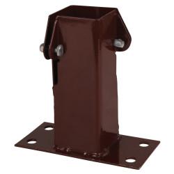 Powapost Fence Post Flush Fit Bolt Down Shoe - Twin Bolt - 50 x 50mm - Brown Powder Coated