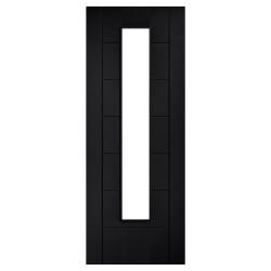 LPD Linear 1 Light Clear Glazed Pre-Finished Laminate Semi-Solid Internal Door - 1981 x 762mm - Black