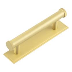 Hoxton by Frelan Thaxted 15mm Lines T-Bar Cabinet Pull Handle on Stepped Backplate - 96mm c/c - Satin Brass