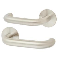 Jigtech Satin Stainless Steel Door Handles on Round Slim Rose - Schema Kurvig Range