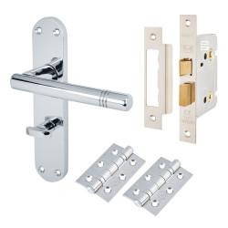 Touchpoint Polished Chrome Bathroom Lock Door Handles Pack - Bologna Range