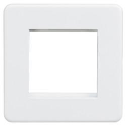 Knightsbridge 1 Gang 2 Module Euro Screwless Faceplate - Matt White