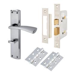 Altro Satin/Polished Chrome Bathroom Lock Door Handles Pack - Taranto Range