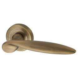 Altro Antique Brass Door Handles on Round Rose - Lancaster Range