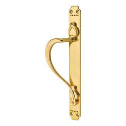 Carlisle Brass Polished Brass Laurin Offset Door Pull Handle on Plate - Screw Fix - 375 x 45mm - LH