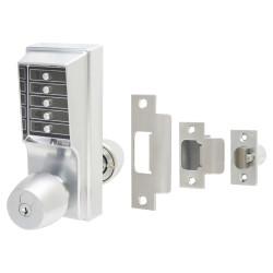 dormakaba Unican 1000-4 1041 Heavy Duty Push Button Code Lock and Latch & Key Override - Sat Chrome