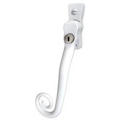 Mila Heritage Monkey Tail Locking Espagnolette Casement Window Handle - Left Hand - White