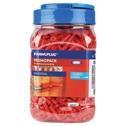 Rawlplug UNO Universal Wall Plug - 6 x 28mm - Red - Jar of 1000 Plugs
