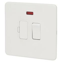 Knightsbridge 13A 1 Gang Screwless Flat Plate Switched Fused Spur with Neon - Matt White