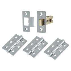 Altro Tubular Latch Pack - 57mm Backset - 3 x Fire Rated Ball Bearing Hinges - Satin Chrome
