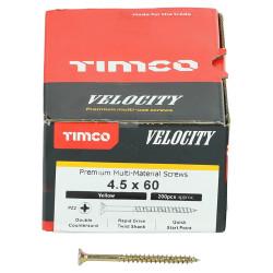 TIMCO Velocity Pozi Countersunk Wood Screws - 4.5 x 60mm - Yellow Zinc - Pack of 200