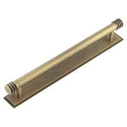 Hoxton by Frelan Sturt 15mm Reeded T-Bar Cabinet Pull Handle on Stepped Backplate - 224mm c/c - Antique Brass