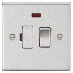 Knightsbridge 13A 1 Gang Square Edge Switched Fused Spur with Neon - Brushed Chrome