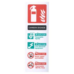 Altro Co2 Extinguisher Sign - 100 x 300mm - Metallic Rigid Plastic