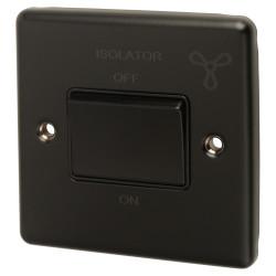 Eurolite Enhance Decorative 6A 1 Gang Triple Pole Fan Isolator - Matt Black with Black Inserts