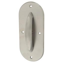Eclipse Satin Stainless Steel Anti-Ligature Pinch Grip Door Pull Handle on Large Plate - 205 x 90mm
