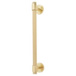Hampstead Satin Brass 20mm Thick Lines T-Bar Door Pull Handle on Rose - Screw Fix - 300mm Centres