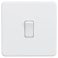 Knightsbridge 10AX 1 Gang Screwless Flat Plate Double Pole Light Switch - Matt White