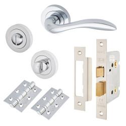 Altro Polished Chrome Bathroom Lock Door Handles on Rose Pack - Sussex Range