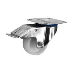 Coldene Heavy Duty Industrial Castor - Swivel Braked - 80kg Max Weight - 80mm Diameter - White