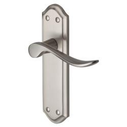 Heritage Brass by M Marcus Satin Nickel Scroll Latch Door Handles - Sandown Range - 180 x 48mm
