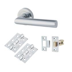 Altro Polished Chrome Latch Door Handles on Rose Door Pack - Emily Range
