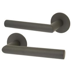 Jigtech Graphite Grey Door Handles on Round Slim Rose - Schema Minim Range