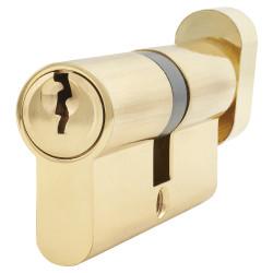 Touchpoint 5 Pin 70mm Euro Thumbturn Cylinder - 35mm Turn + 35mm - Polished Brass - Keyed To Differ