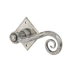 Olde Forge Pewter Monkey Tail Door Handles on Square Rose
