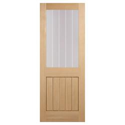 LPD Mexicano Half Light Clear with Frosted Lines Unfinished Solid Internal Door - 1981 x 686mm - Oak